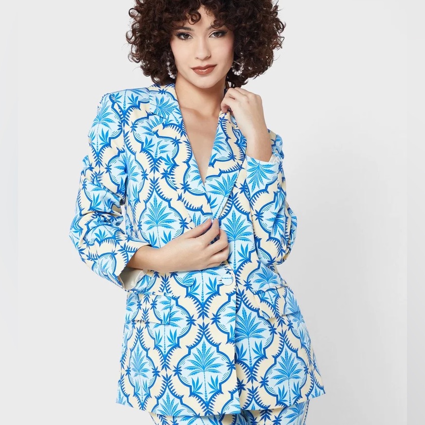 Never Fully Dressed Blazer Jacket Size 24 Mauritius Blue Tropical